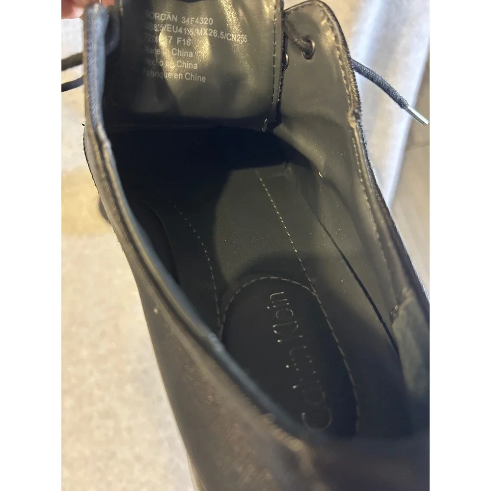 Calvin Klein Gordan Black Textured Lace Up Derby Dress Shoes Mens 8.5‎ 34F4320